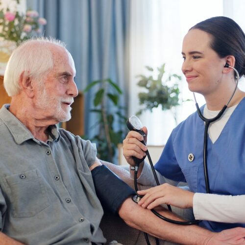 Home Health Nurse provide skilled nursing care to elder patient.