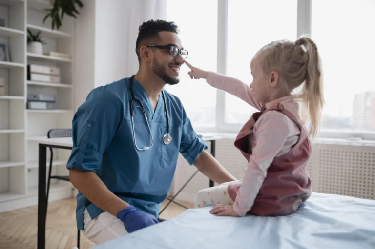 Private duty nurse providing compassionate pediatric care during a quality nursing placement visit